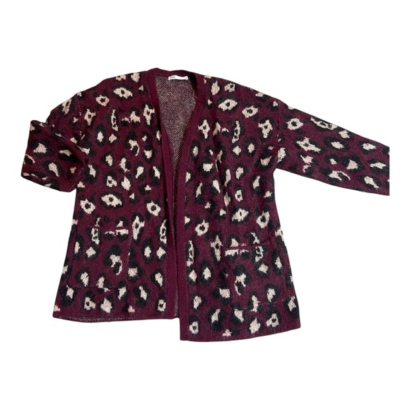 Zara overaized cardigan sweater ( burgundy color ) Sz ML - Picture 1 of 6